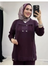 Düğmeli Oysho Takım Mürdüm