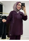 Düğmeli Oysho Takım Mürdüm