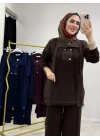 Düğmeli Oysho Takım Kahverengi