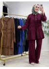Fırfır Detaylı Modal Takım Bordo