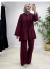 Fırfır Detaylı Modal Takım Bordo
