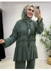 Fırfır Detaylı Modal Takım Haki