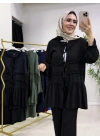 Fırfır Detaylı Modal Takım Siyah