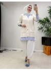 Gömlekli Spor Model Tunik Krem