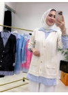 Gömlekli Spor Model Tunik Krem