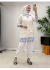 Gömlekli Spor Model Tunik Krem