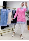 Gömlekli Spor Model Tunik Pembe