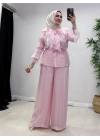 Güpür Detaylı Takım Pembe