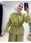 Güpür Detaylı Takım Yeşil