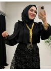 İthal Tasarım Etekli Takım Siyah