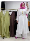 Keten Kumaş Kap Model Takım Beyaz
