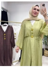 Keten Kumaş Kap Model Takım Yağ Yeşili