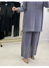Modal Kumaş Taşlı Takım Gri
