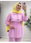 Şık Çilek Kumaş Takım Pembe