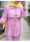 Şık Çilek Kumaş Takım Pembe