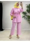 Şık Çilek Kumaş Takım Pembe