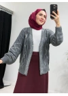 Taşlı Triko Hırka Gri