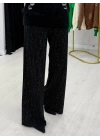 Taşlı Triko Pantolon Siyah