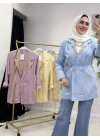 Yaka Taşlı Yazlık Trenç Bebe Mavi