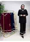 Yakalı Fitilli Triko Takım Siyah