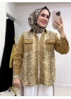 Yılan Desenli Kot Ceket Taba