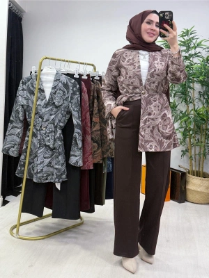 Etnik Desen Takım Kahverengi