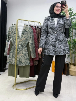 Etnik Desen Takım Gri