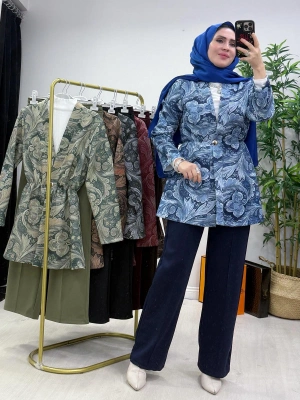 Etnik Desen Takım Mavi