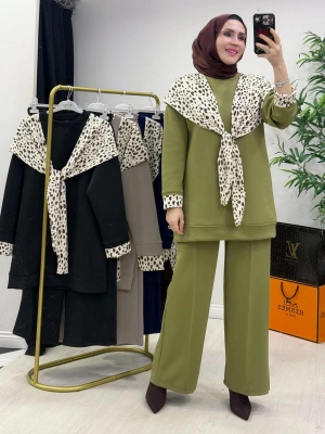 Aura Şal Detaylı Takım Yeşil
