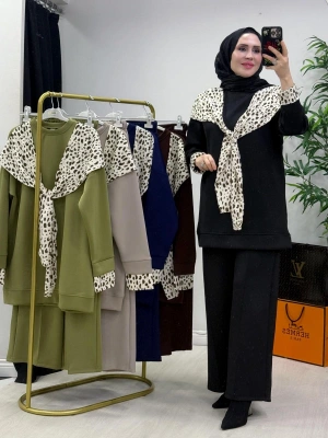 Aura Şal Detaylı Takım Siyah