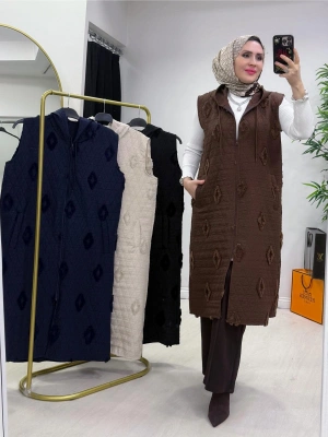 Yazlık İnce Kapitone Yelek Kahverengi