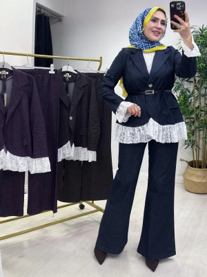 Yeni Sezon Tencel Kot Tasarım Takım Lacivert