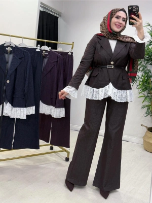 Yeni Sezon Tencel Kot Tasarım Takım Kahverengi