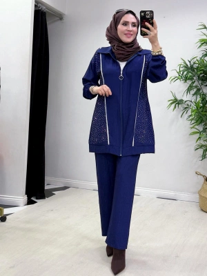 Ağaç Kabuğu Takım Lacivert