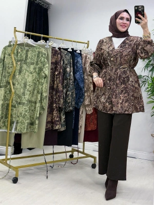 Yeni Sezon Dabıl Kumaş Takım Kahve