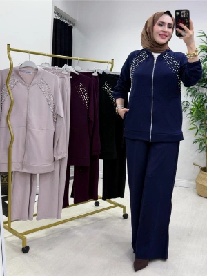 Oysho Kumaş Taş Detaylı Spor Takım Lacivert