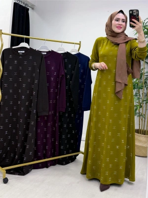 Yeni Sezon Chanel Elbise Yağ Yeşili