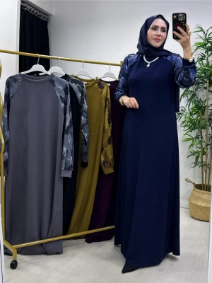 Batik Desenli Oysho Kumaş Elbise Lacivert