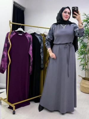 Batik Desenli Oysho Kumaş Elbise Gri