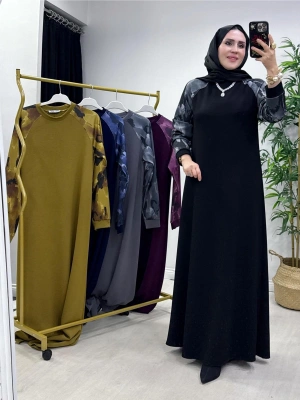 Batik Desenli Oysho Kumaş Elbise Siyah