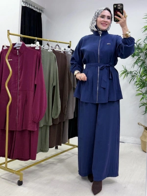 Kurdele Detaylı Modal Takım Lacivert
