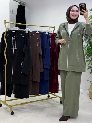 Zımba Detaylı Takım Haki