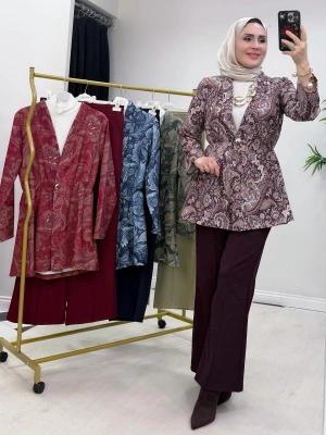 Etnik Desen Takım Mürdüm