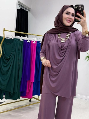 Yeni Sezon Giyçık Tasarım Candy Kumaş Takım Gül Tonu