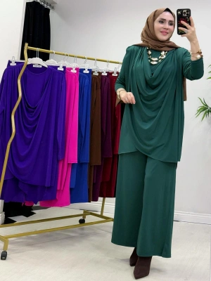 Yeni Sezon Giyçık Tasarım Candy Kumaş Takım Zümrüt Yeşil