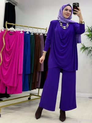 Yeni Sezon Giyçık Tasarım Candy Kumaş Takım Mor