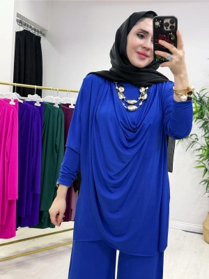 Yeni Sezon Giyçık Tasarım Candy Kumaş Takım Saks