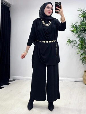 Yeni Sezon Giyçık Tasarım Candy Kumaş Takım Siyah