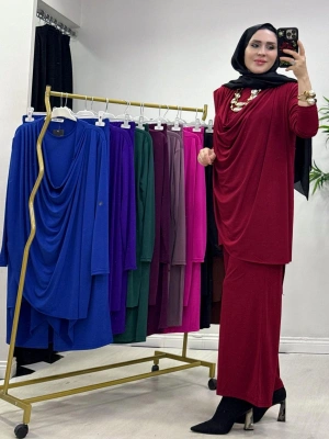 Yeni Sezon Giyçık Tasarım Candy Kumaş Takım Bordo