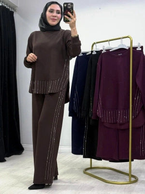 Taşlı Oysho Takım Kahverengi